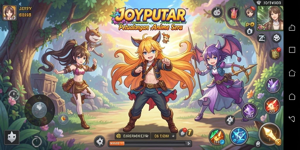 Tangkapan layar gameplay JOYPUTAR dengan karakter Anime yang menarik.