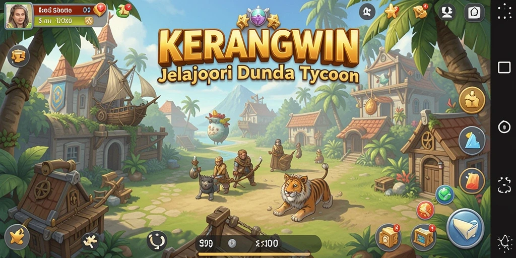 Tampilan gameplay menarik dari KERANGWIN yang menampilkan strategi Tycoon.