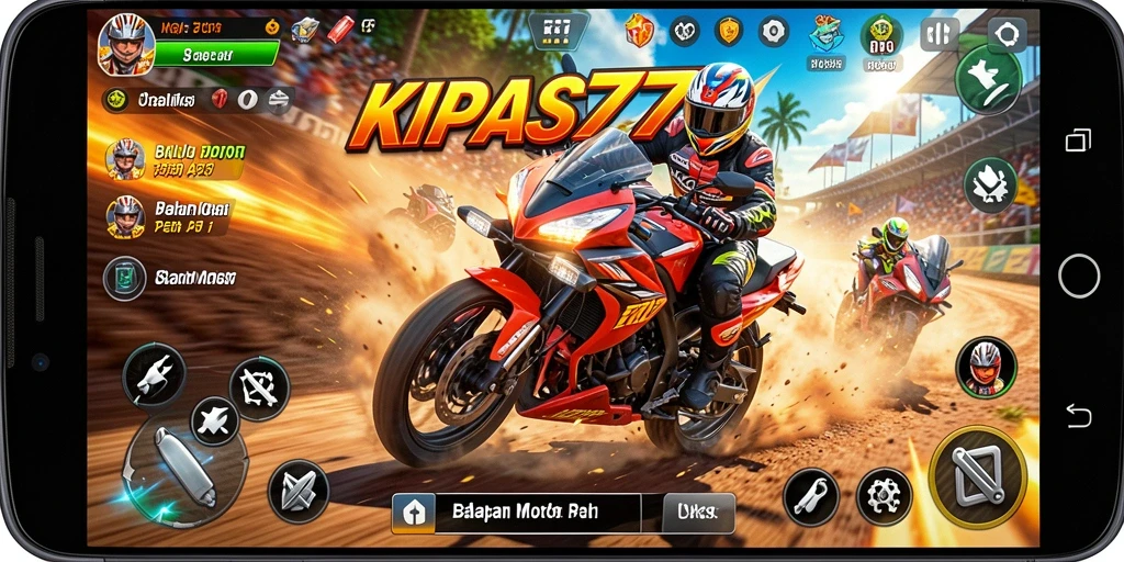 Tangkapan layar KIPAS777 menampilkan aksi balapan motor yang mendebarkan.