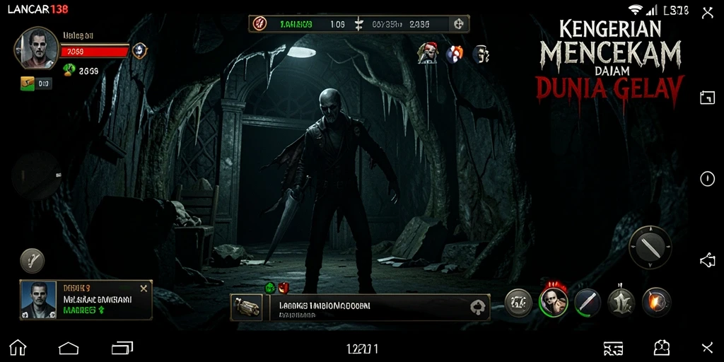 Tampilan gameplay menegangkan dalam kegelapan misterius.