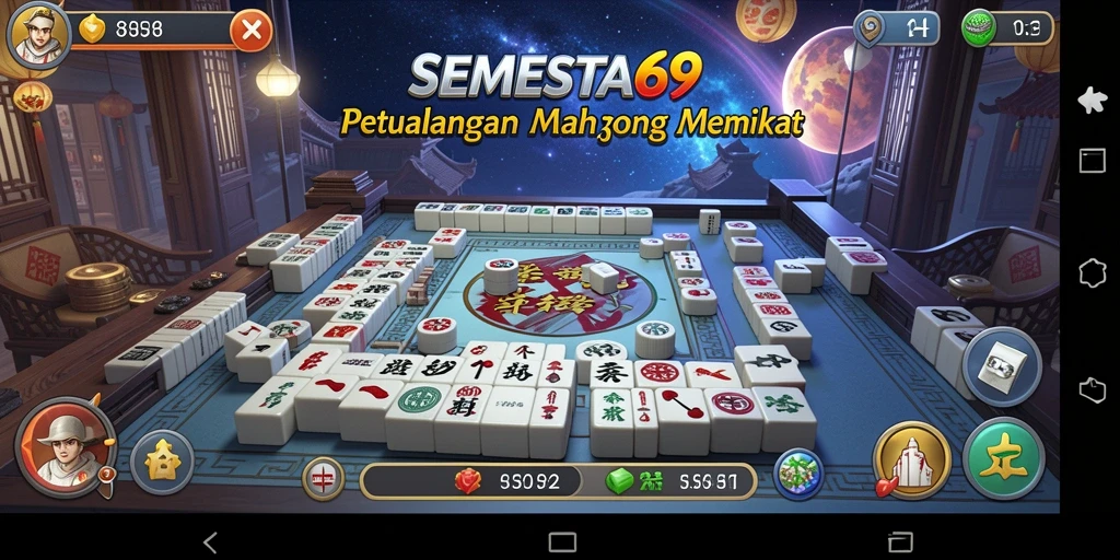 Tampilan gameplay SEMESTA69 yang menampilkan strategi Mahjong.