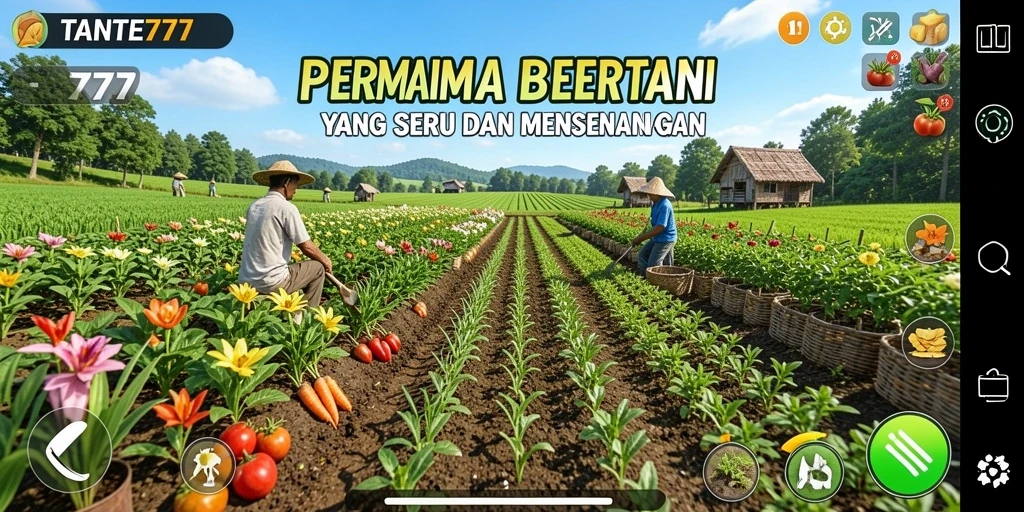 Tampilan screenshot TANTE777 dengan aktivitas bertani yang seru.